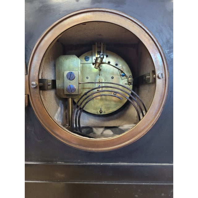 Late 19th-Century French Neo-Grec Black Slate Mantel Clock by Japy Frères For Sale - Image 15 of 16