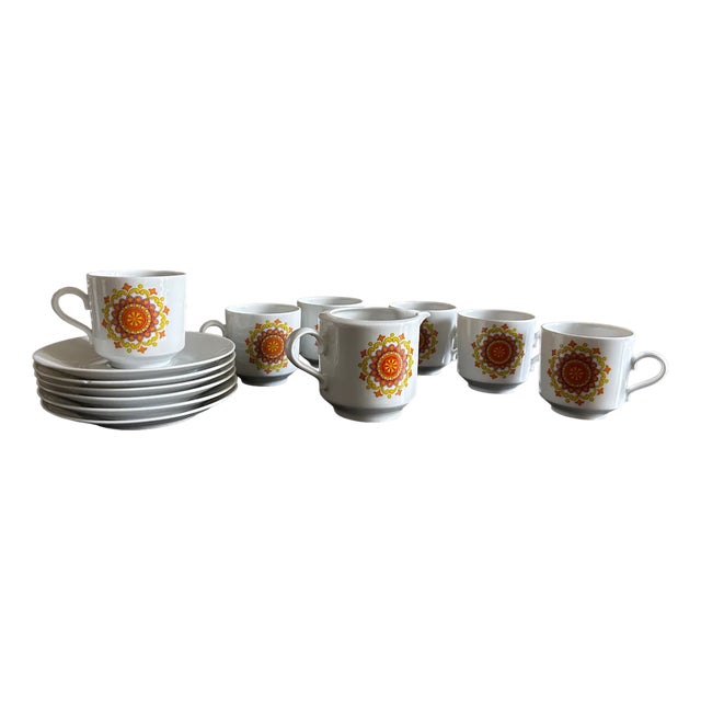 Porcelain Cups with Milk Jug from Winterling, 1970, Set of 7 For Sale
