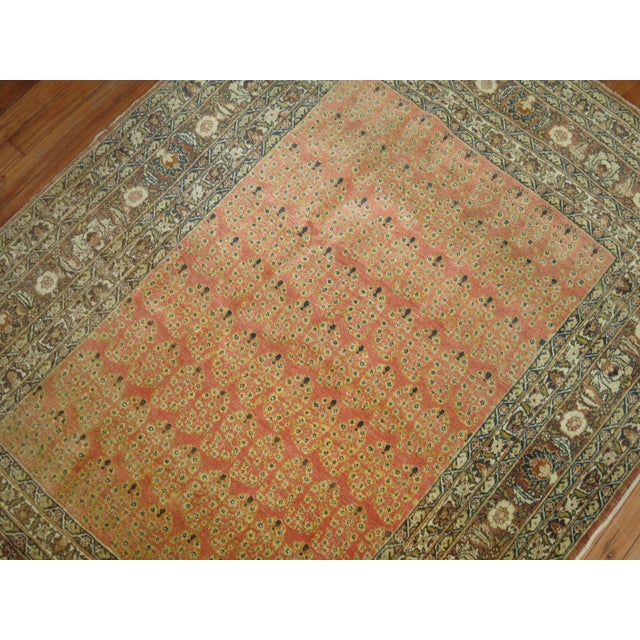 Folk Art 19th Century Antique Zabihi Collection Hadji Jalili Tabriz Rug - 4'6" x 5'11" For Sale - Image 3 of 6