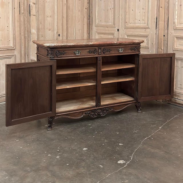 Antique Country French Louis XIV Walnut Marble Top Buffet For Sale - Image 14 of 18