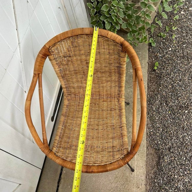 1960s Vintage Mid Century Boho Bamboo Rattan Basket Hoop Chairs- Set of 4 For Sale - Image 10 of 10
