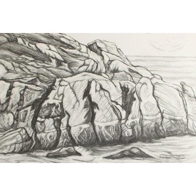 Original dramatic etching titled "Sea Carmel Rocks" by American artist Adele Watson, modernist painter & muralist 1873 –...