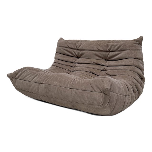 Vintage Alcantara Togo 2-Seater Sofa by Michel Ducaroy for Ligne Roset, 1990s For Sale