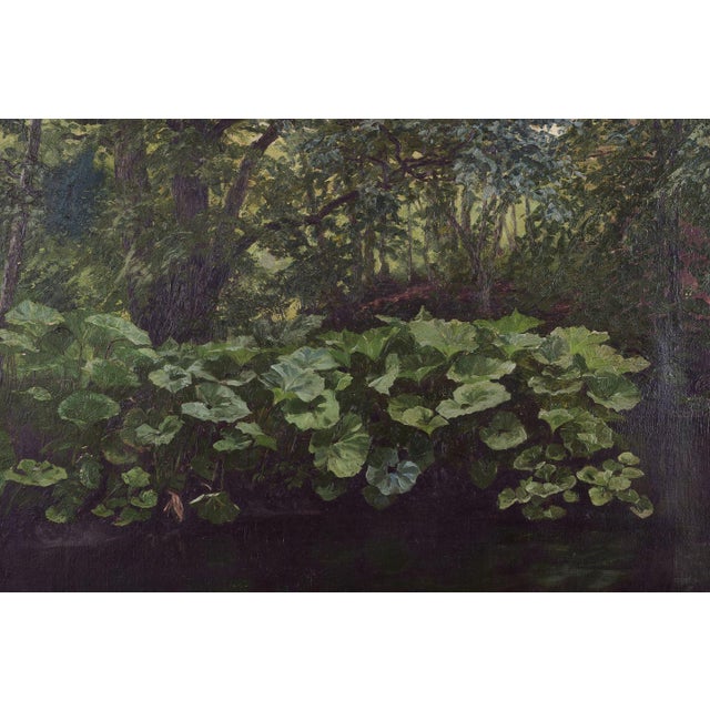 Carl Thiele, Forest Scene with a Lake, 1882, Oil on Canvas, Framed For Sale - Image 3 of 10