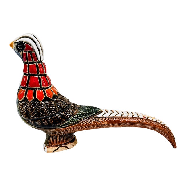 Vintage Artesania Rinconada Ceramic Pheasant Bird Figurine, Uruguay For Sale
