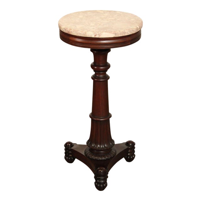 Antique Classical Mahogany Marble Top Pedestal For Sale