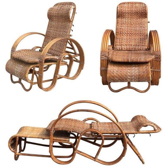20th Century Adjustable Bentwood and Rattan Chaise Longue With Ottoman For Sale - Image 12 of 12