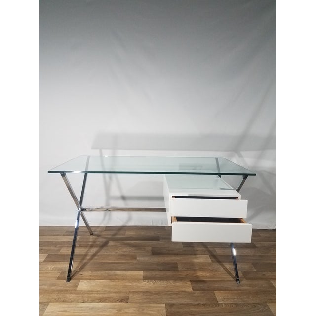 MidCentury Floating Glass Top Writing Desk Chairish