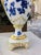Bavarian Amphora Shaped Vases in White & Gold Porcelain with Handmade Blue Floral Decorations & Golden Swan Neck-Shaped Handles, Set of 2 For Sale - Image 15 of 18