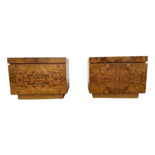 1970s Mid-Century Burl Wood Nightstands by Lane - A Pair For Sale