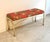 Postmodern Coral Pheasant-Print Upholstered Brass-Leg Bench For Sale - Image 3 of 4