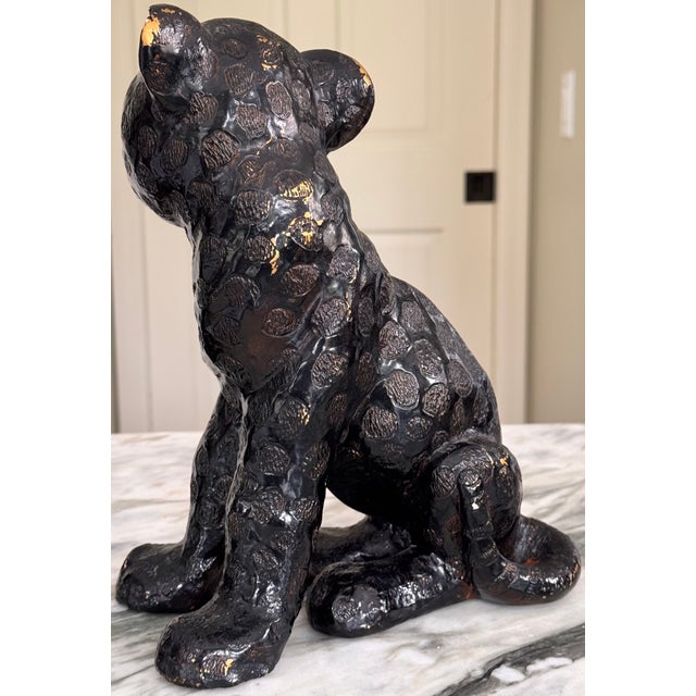 Ceramic Vintage Studio Art Black Leopard Figure For Sale - Image 7 of 18