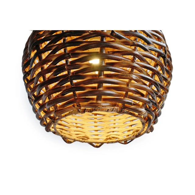 2020s Burnt Bamboo Globe Pendant Light Small For Sale - Image 5 of 9