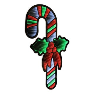 Hanging Candy Cane with Holly Ekkolight 35"H For Sale