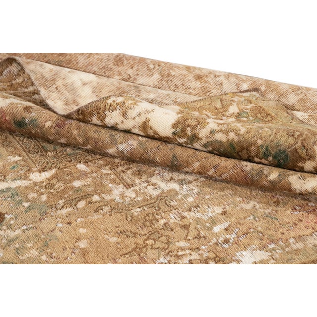 Textile Tan Vintage Distressed Turkish Wool Rug 6'2" X 8'10" For Sale - Image 7 of 10