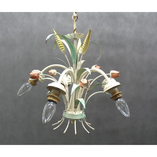 Hollywood Regency Floral Chandelier, 1970s For Sale - Image 6 of 12