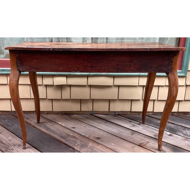 19th C French Provincial Louis XV Style Solid Walnut Writing Desk, Hall or Side Table - For Sale - Image 11 of 18