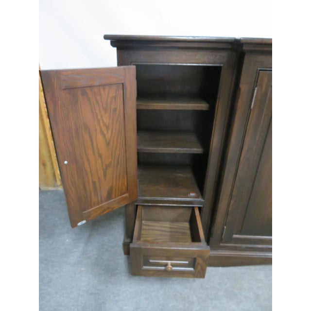 Brown English Style Oak Custom Made Media Credenza For Sale - Image 8 of 10