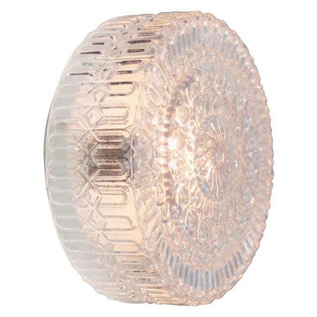 1960s Mid-Century Round Textured Glass Flush Mount For Sale - Image 5 of 12