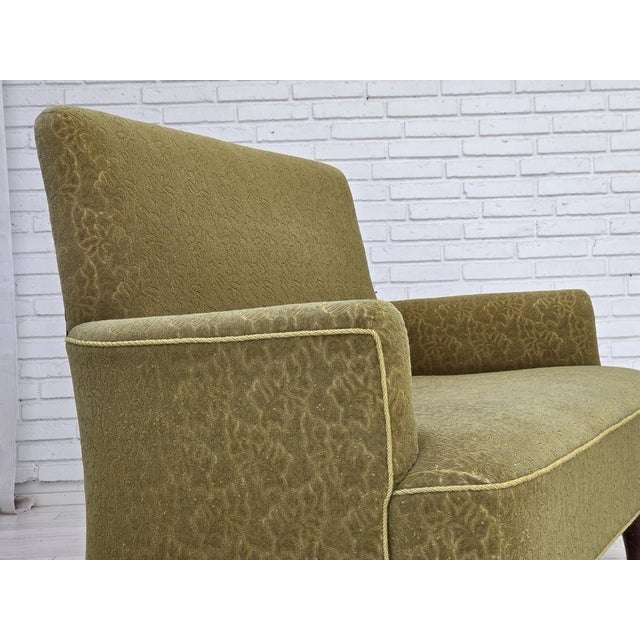 Danish 2-Seater Sofa in Green Furniture Wool Fabric, 1950s For Sale - Image 15 of 18