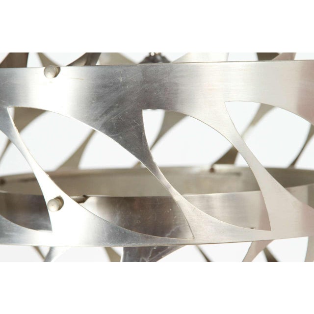 Metal 1980s Brushed Aluminum Mid-Century Fixture For Sale - Image 7 of 9