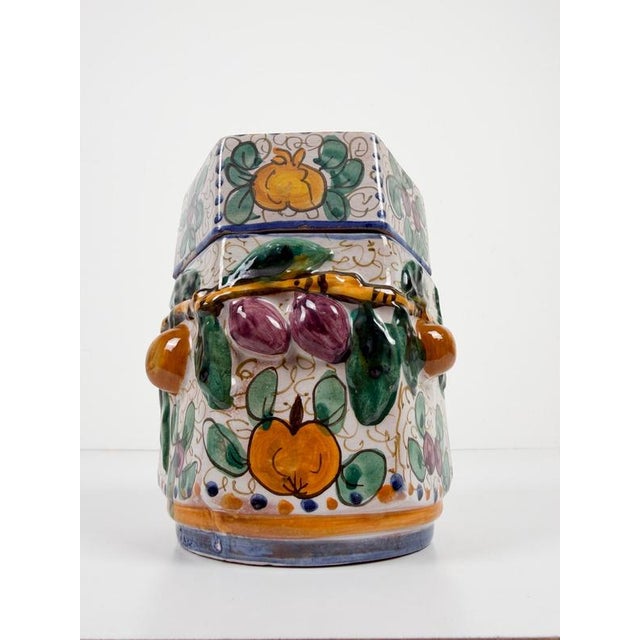 Handcrafted Italian Majolica Ceramic Jar with Fruit Relief Decoration, 30s, 1930s For Sale - Image 17 of 18