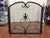 Vintage Hand-Forged Wrought Iron Fireplace Hearth Set: Contemporary 3-Piece Screen & Pair of Andirons For Sale In New York - Image 6 of 12