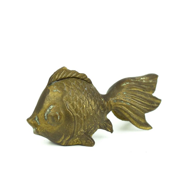 Vintage Brass Goldfish Figurine For Sale - Image 4 of 5