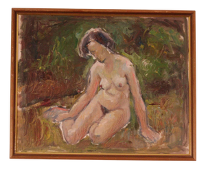 Wesström, Sitting Model, 1960s, Oil on Panel, Framed