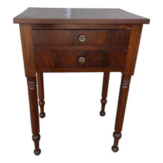 A Antique Walnut and Mahogany Sheraton 2 Drawer Side Table, Circa 1830’s For Sale