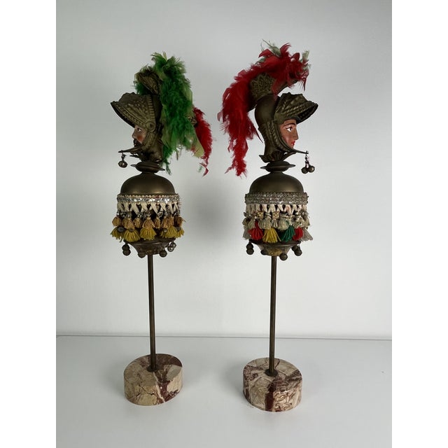 Sicilian Paladin Heads with Marble Bases, 1940s, Set of 2 For Sale - Image 12 of 18