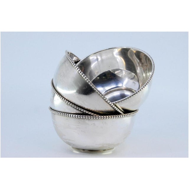 Washbasins in Plain Silver with Pearly Edges, Set of 4 For Sale - Image 4 of 6