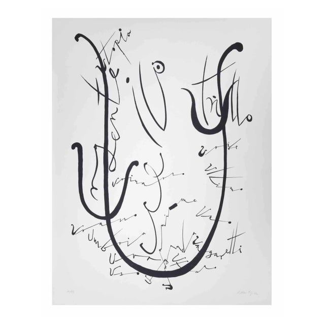 Rafael Alberti, Letter U, Lithograph, 1972 For Sale