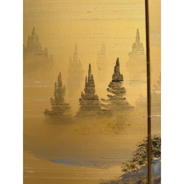 Vintage Japanese Four-Panel Signed Byōbu Screen With Hand-Painted Autumn Landscape For Sale - Image 11 of 18