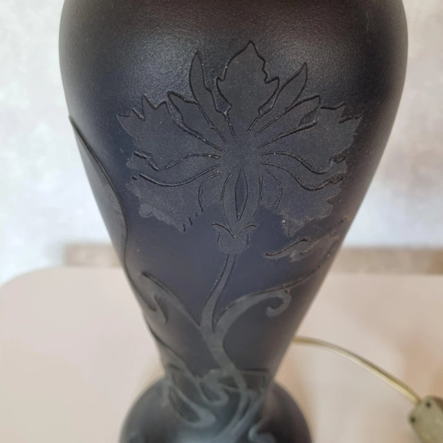 Black Black Glass Desk Lamp, 1980s For Sale - Image 8 of 12