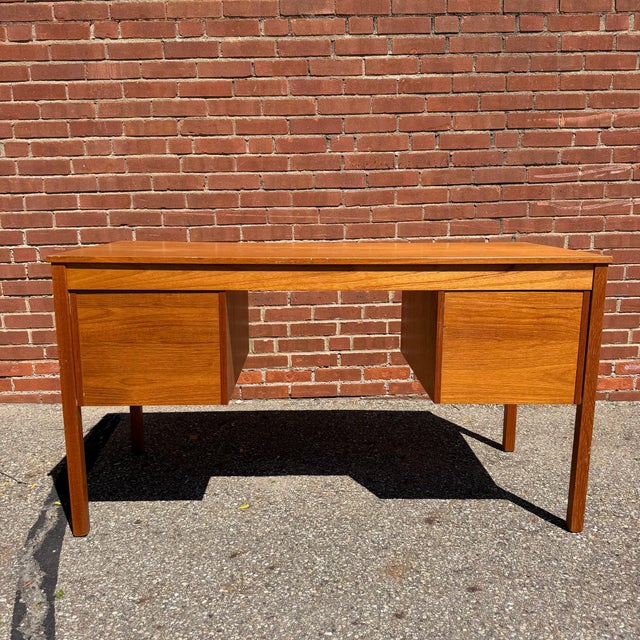 Wood Domino Møbler Danish Modern Teak Executive Desk | Mid Century Modern Partner’s Writing Desk For Sale - Image 7 of 11