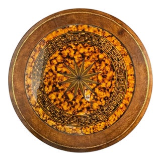 Late 20th Century Hollywood Regency Style Tortoiseshell Greek Key Decorated Table For Sale