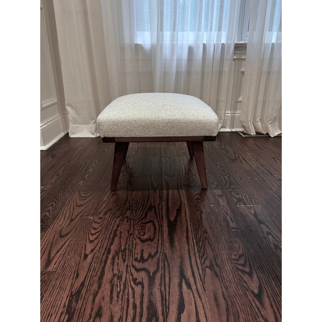 Wood Crate & Barrel Cavett Wood Accent Chair & Ottoman — Excellent Condition For Sale - Image 7 of 15