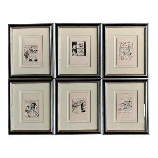 Vintage Framed Comic Book Prints - Set of 6 For Sale