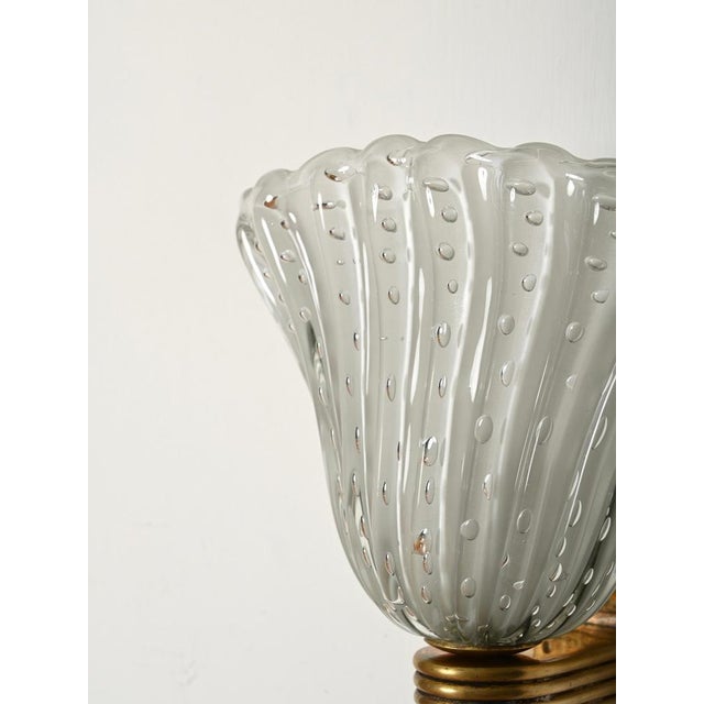 Large Murano Glass and Brass Flower Sconces from Barovier, Italy 1940s, Set of 2 For Sale - Image 6 of 18