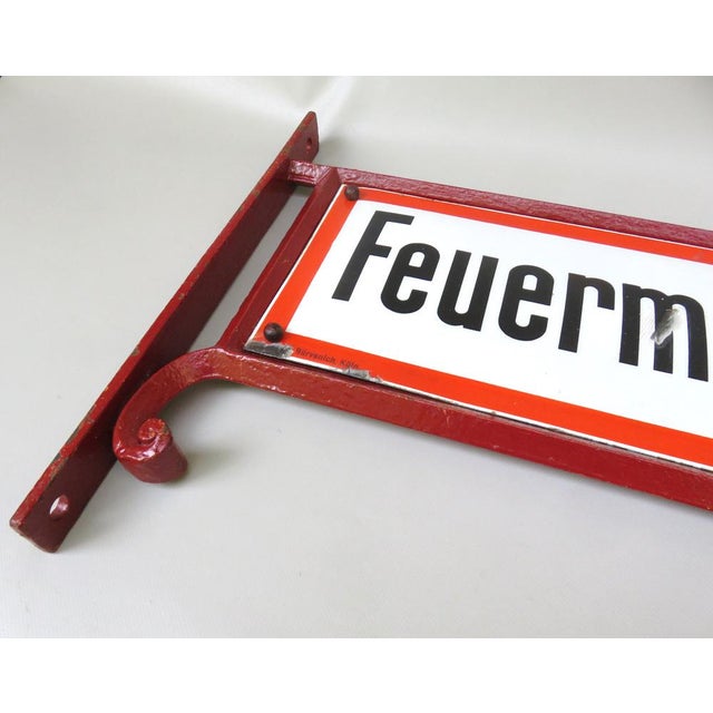 Art Nouveau Fire Alarm Sign in Enameled Cast Iron from Bürvenich, Cologne, Germany, 1890s For Sale - Image 5 of 18
