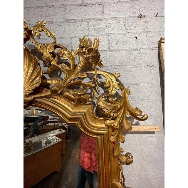 Traditional 19th Century Large Scale French Rococo Carved and Giltwood Mirror For Sale - Image 3 of 8