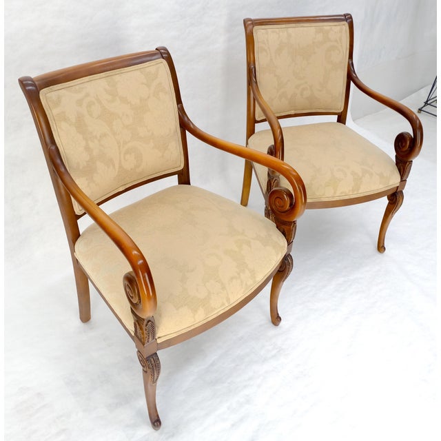 Pair of Regency Style Carved Open Arm Fireside Lounge Chairs For Sale - Image 12 of 12