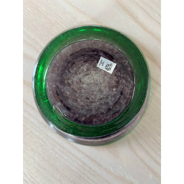 Mexican Vintage Hand Blown Purple and Green Glass Bowl For Sale - Image 3 of 4