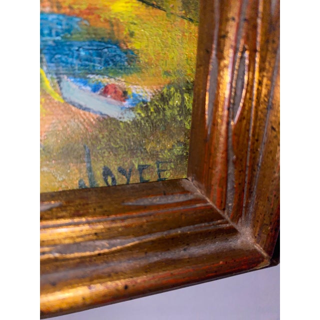 A Mid-Century Oil Painting of a Coastal Village Scene. For Sale In Miami - Image 6 of 9