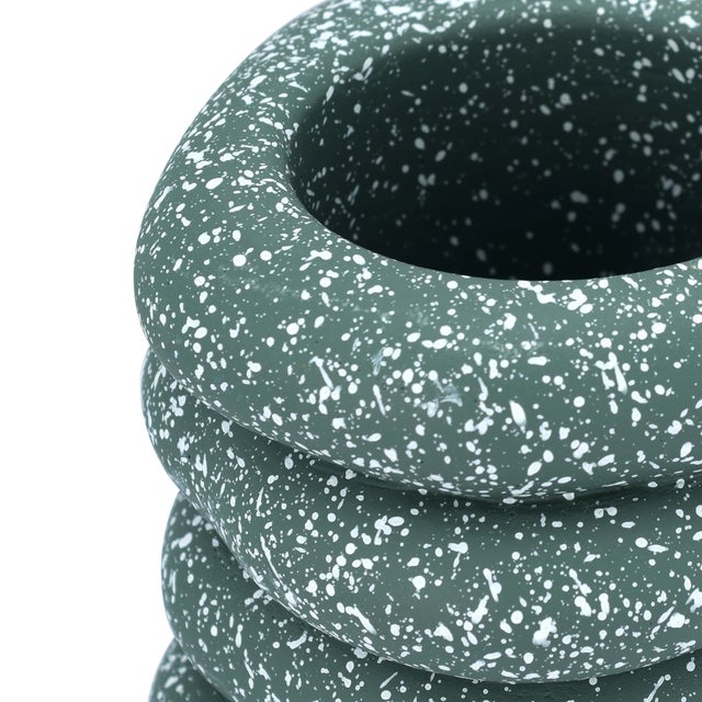 Boho Chic Gabby Speckled Green Cairn Vase For Sale - Image 3 of 4