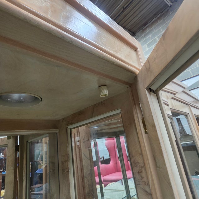 Pair of Vintage Drexel Heritage Olive Burl Wood and Glass Display Cabinets For Sale - Image 12 of 12