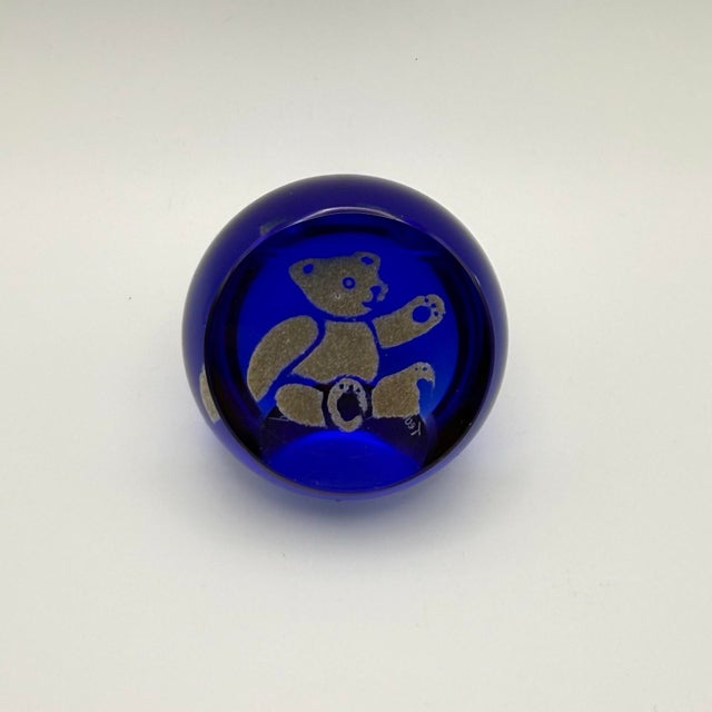 Vintage Caithness Scotland Art Glass "Teddy" Paperweight - Signed & Numbered For Sale - Image 4 of 7