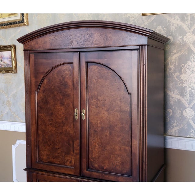 Hekman Furniture Burl Walnut Contemporary Entertainment Tv Armoire