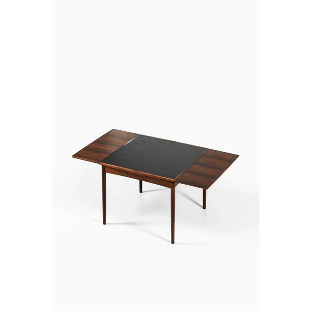 Carlo Jensen Dining Table in Rosewood and Black Leather by Carlo Jensen, 1960s For Sale - Image 4 of 12